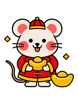 矢量抱著金元寶老鼠