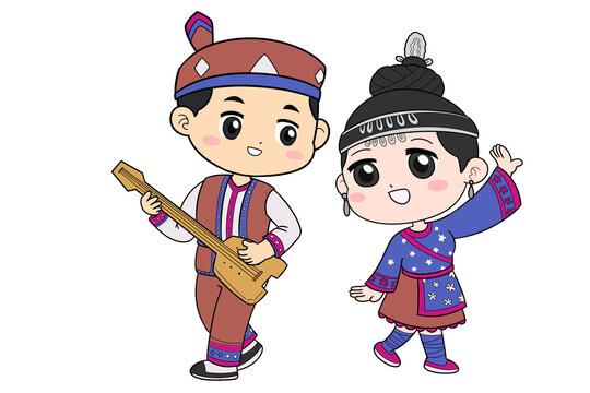卡通可愛侗族人物
