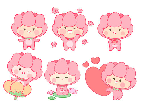 可愛小粉花擬人吉祥物