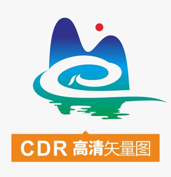 山水鳳凰騰飛旅游LOGO矢量圖