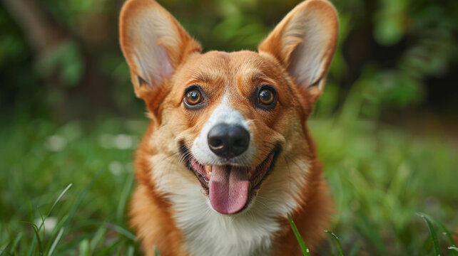 一只可愛柯基犬的快樂表情