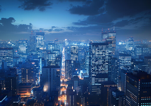 夜幕下的都市建筑美景