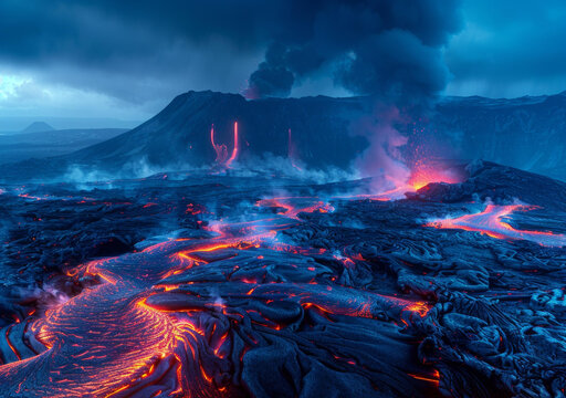 冰島法格拉達(dá)爾斯菲亞爾火山噴發(fā)熔巖