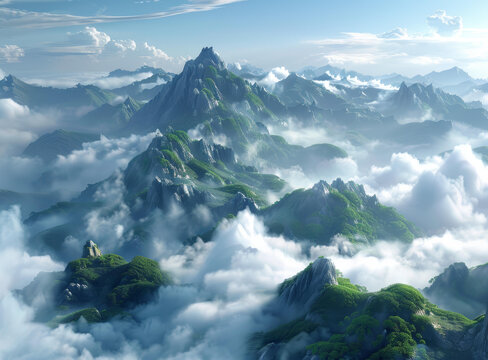 云海之上巍峨山脈