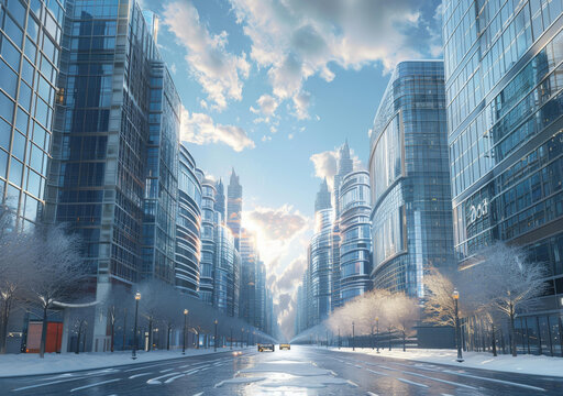 冬季現(xiàn)代都市景觀