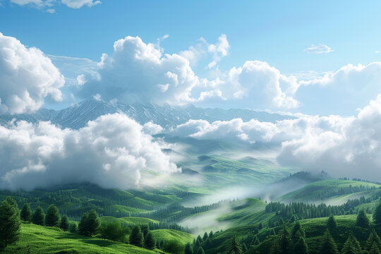 云海環(huán)繞的壯麗山景
