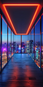 摩登都市夜景從摩天大樓的頂層俯瞰