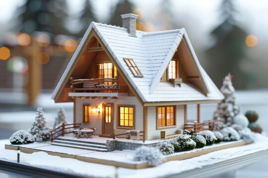 冬季小屋微縮景觀模型
