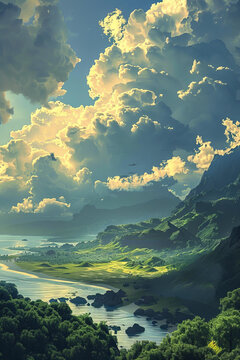 壯麗山谷下的動(dòng)感天空