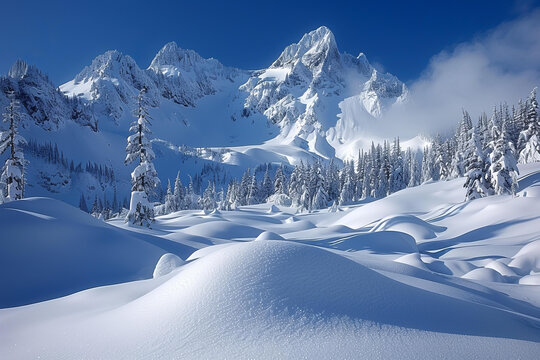 雪山樹林間的冬季仙境