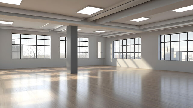 現(xiàn)代簡約風(fēng)格loft室內(nèi)設(shè)計，帶落地窗和木地板