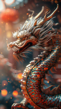 金龍騰飛紅燈高照祥瑞之兆國(guó)泰民安