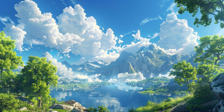 夢(mèng)幻山湖美景圖