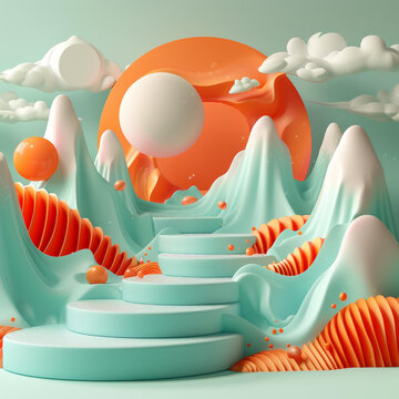 夢幻山巒3D立體藝術(shù)圖
