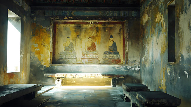 中國古代寺廟內(nèi)的佛像壁畫