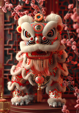 中國新年舞獅形象圖