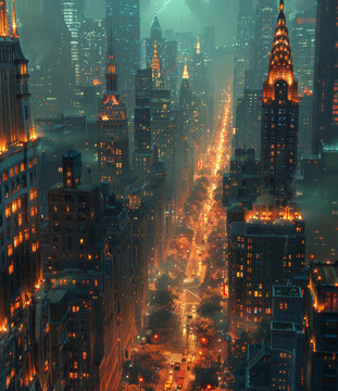 夜色都市街景俯瞰圖