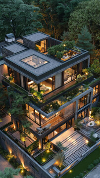 現(xiàn)代多層別墅綠色外墻建筑設(shè)計(jì)