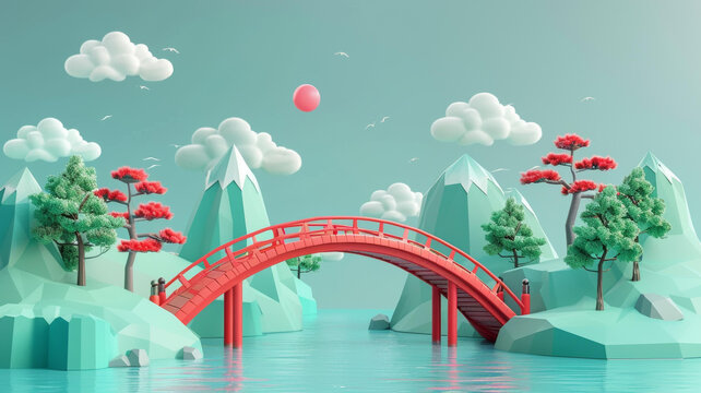 紅橋碧水綠蔭山川