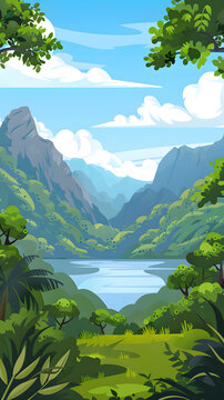 山間湖泊風(fēng)景