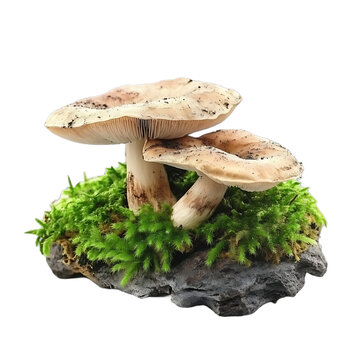 [免摳素材]長在苔蘚叢中的兩朵蘑菇