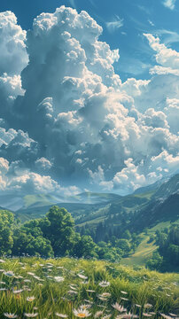 壯麗山景下的戲劇性天空