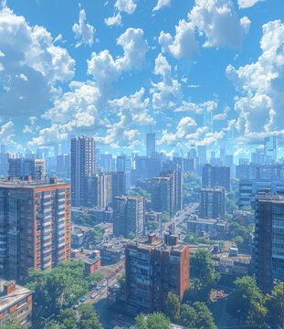 充滿活力的城市天空畫(huà)