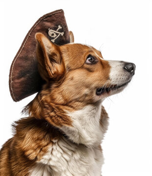 一只戴著海盜帽的可愛(ài)柯基犬
