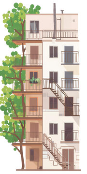 帶樹木和陽臺(tái)的建筑物