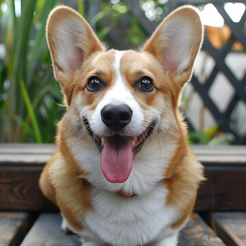 一只吐著舌頭的快樂(lè)柯基犬