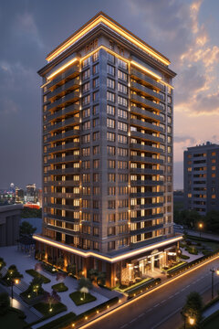 夜景高層建筑設(shè)計圖
