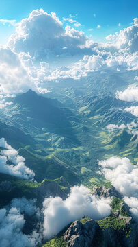 云海環(huán)繞的山峰美景