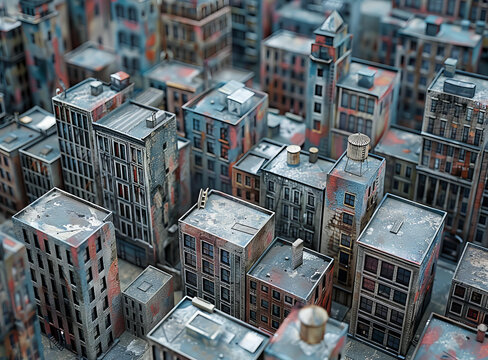 破敗城市微縮模型