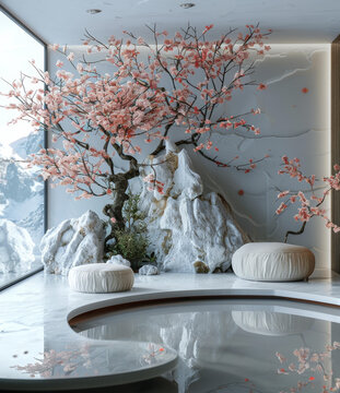 現(xiàn)代日式風(fēng)格室內(nèi)設(shè)計與櫻花