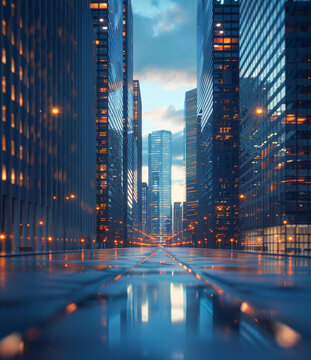 都市夜景建筑街區(qū)景觀