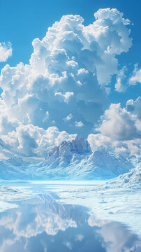 夢(mèng)幻冰雪山峰與云彩