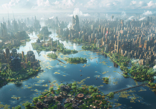 未來城市空中景觀圖