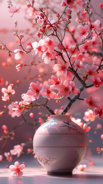 粉嫩櫻花花藝擺設