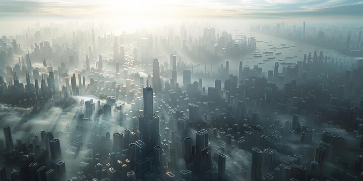 科技感城市全景俯瞰圖