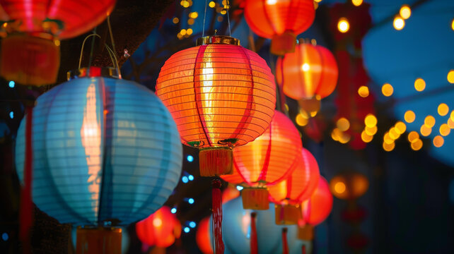 大紅燈籠高高掛起照亮元宵佳節(jié)的夜晚