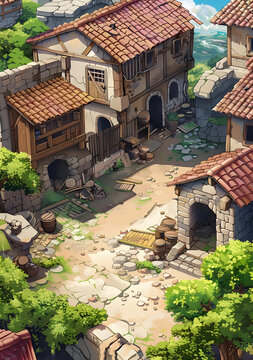 中世紀(jì)石制建筑村莊綠化