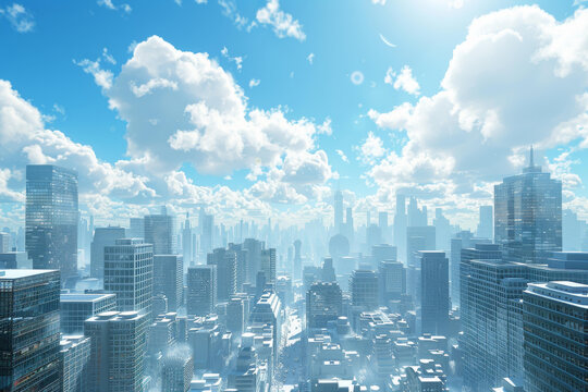 陽光明媚的未來都市風(fēng)景