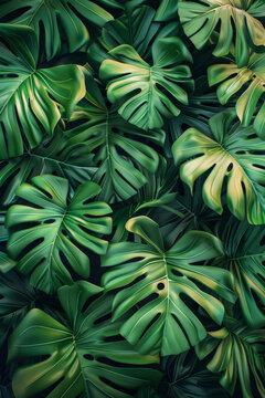 熱帶植物綠葉背景圖