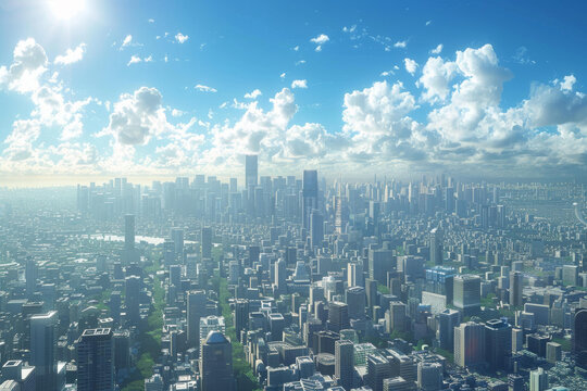 未來城市空中俯瞰圖