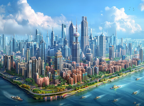 現(xiàn)代都市景觀與城市天際線