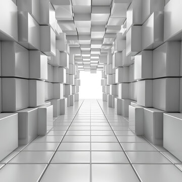 未來(lái)主義的白色科幻隧道