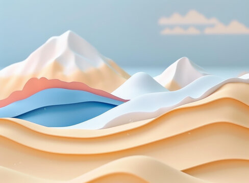 渲染的湖泊山地景觀
