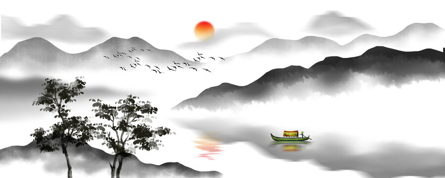 意境水墨山水畫