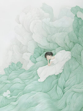 花海中的沉睡少女