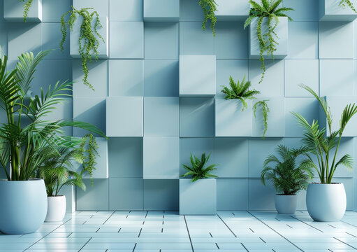 藍(lán)綠植物房間